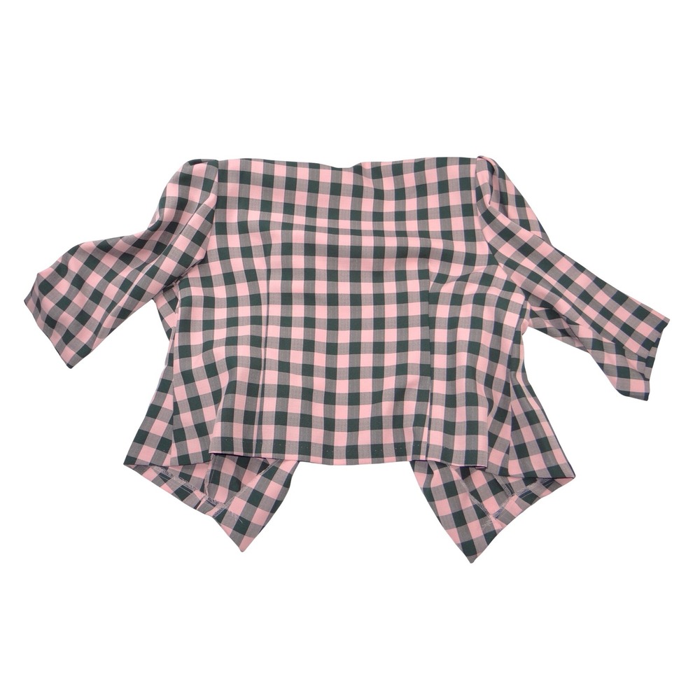 Whirlaway Frocks Vintage Pink Plaid Skirt Suit Set 22WP Puff Sleeve Made in USA - Picture 5 of 13